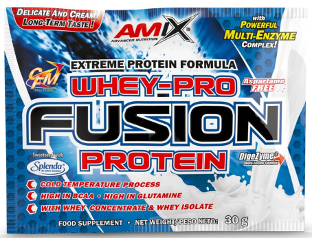 Whey protein powder Amix Pro Fusion 30g chocolate coconut