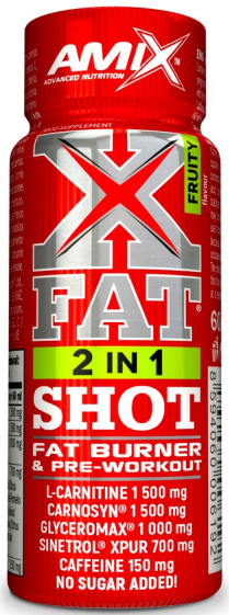 Pre-workout stimulant and fat burner Amix XFat 2 in 1 Shot 60ml fruit