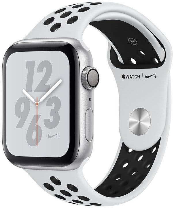 Apple Watch + Series 4 GPS, 40mm Silver Aluminium Case with Pure Platinum/Black Sport Band