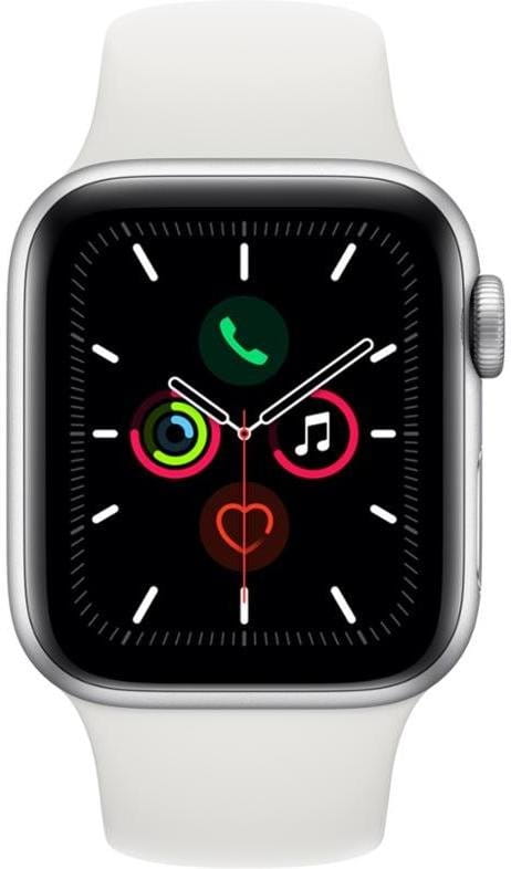 Apple Watch Series 5 GPS, 40mm Silver Aluminium Case with White Sport Band